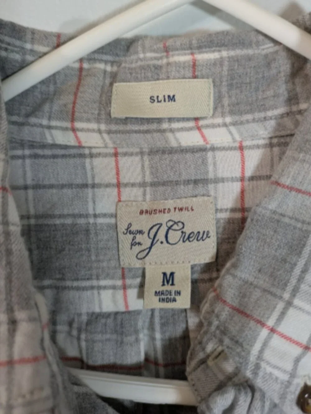 J.Crew Men's Medium Slim Gray Plaid Flannel Long Sleeve Reimagined By J Crew